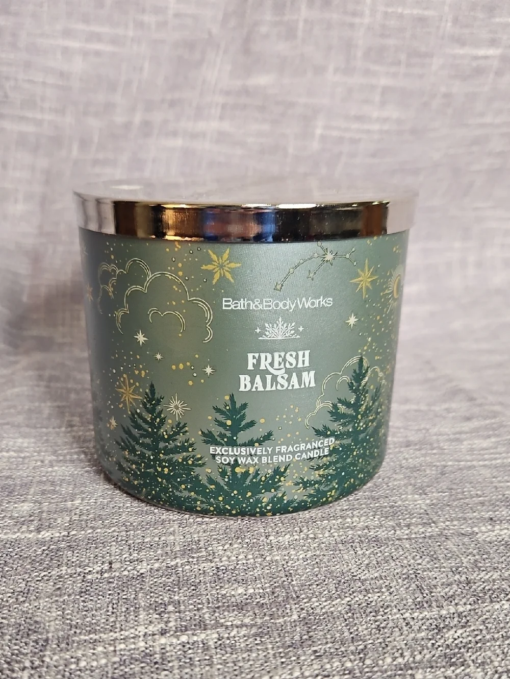Bath & Body Works Fresh Balsam Candle - Green with Gold Accents